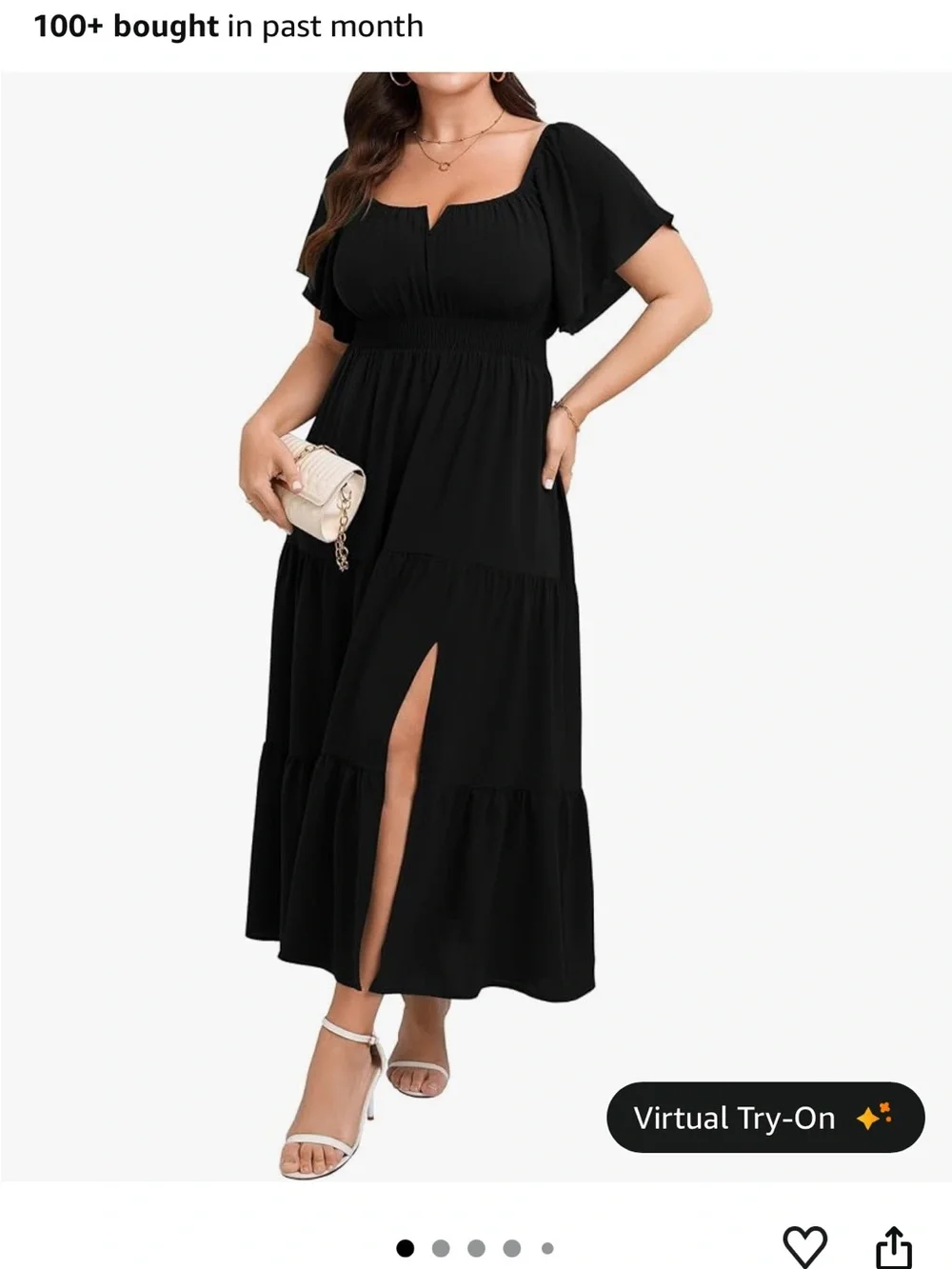 Black Tiered Puff-Sleeve Dress - Picture 1 of 4
